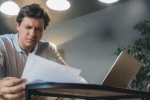 Autónomo revisando su documentación tributaria antes de solicitar una hipoteca